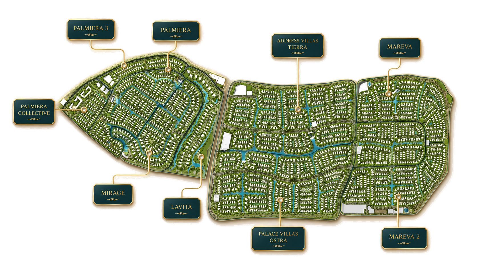 The Oasis masterplan with nine villa clusters
